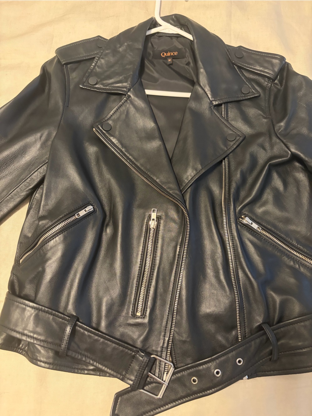 NWOT Quince 100% Top-Grain Leather Motorcycle Jacket Black - Size M - Picture 5 of 11